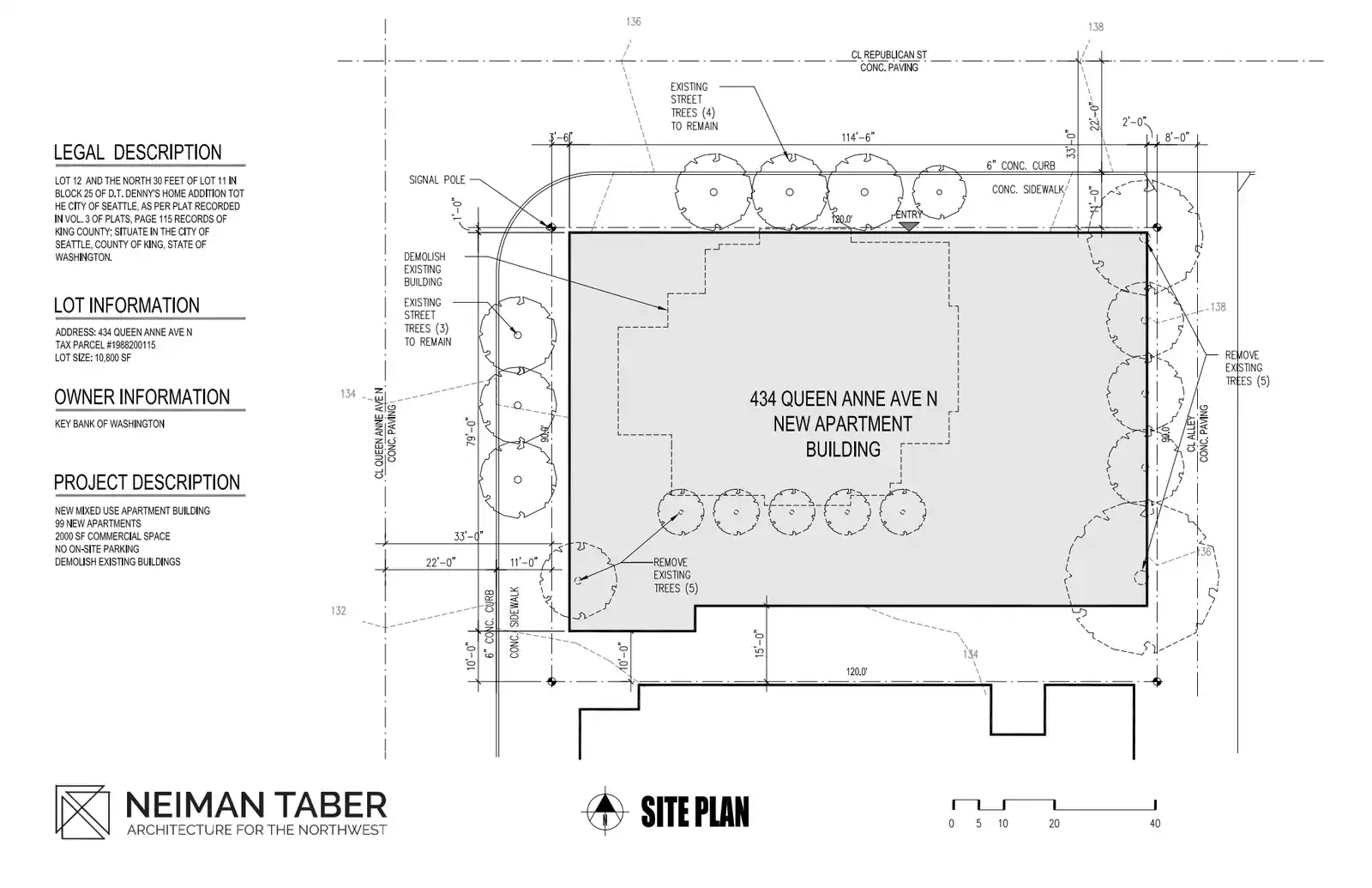 Site plan for 434 Queen Anne Ave N