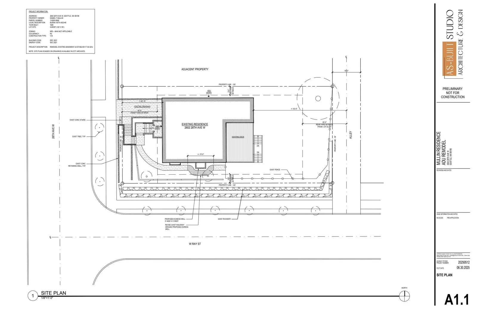 Site plan for 2602 28th Ave W