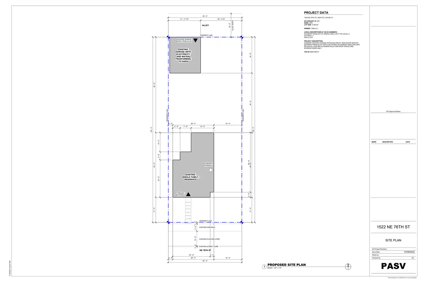 Site plan for 1522 NE 76th St