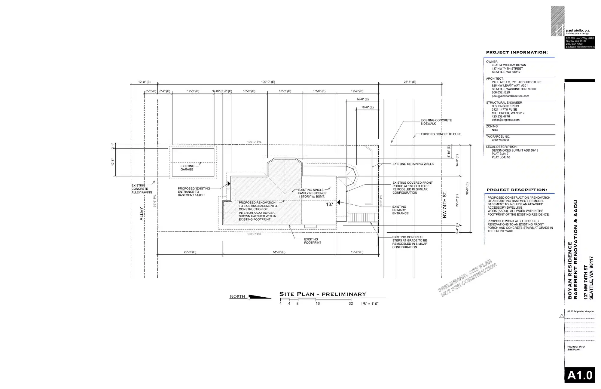Site plan for 137 NW 74th St