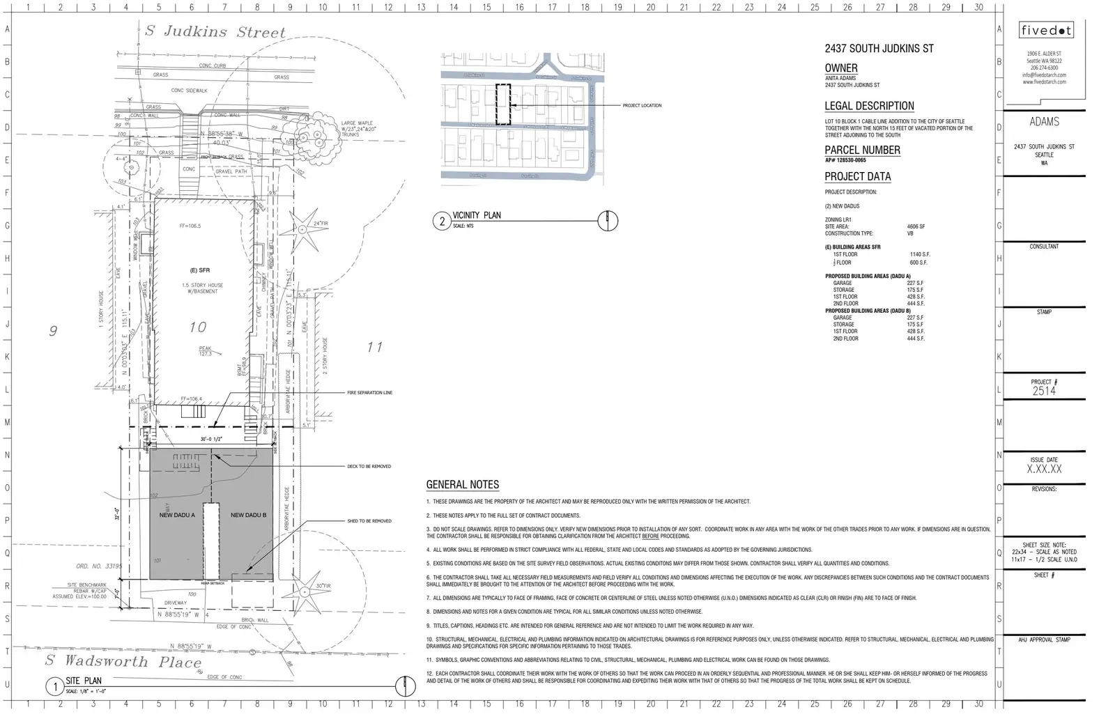 Site plan for 2439 S Judkins St