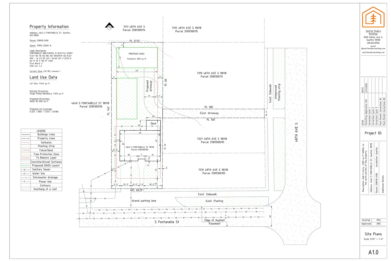 Site plan for 4642 S Fontanelle St