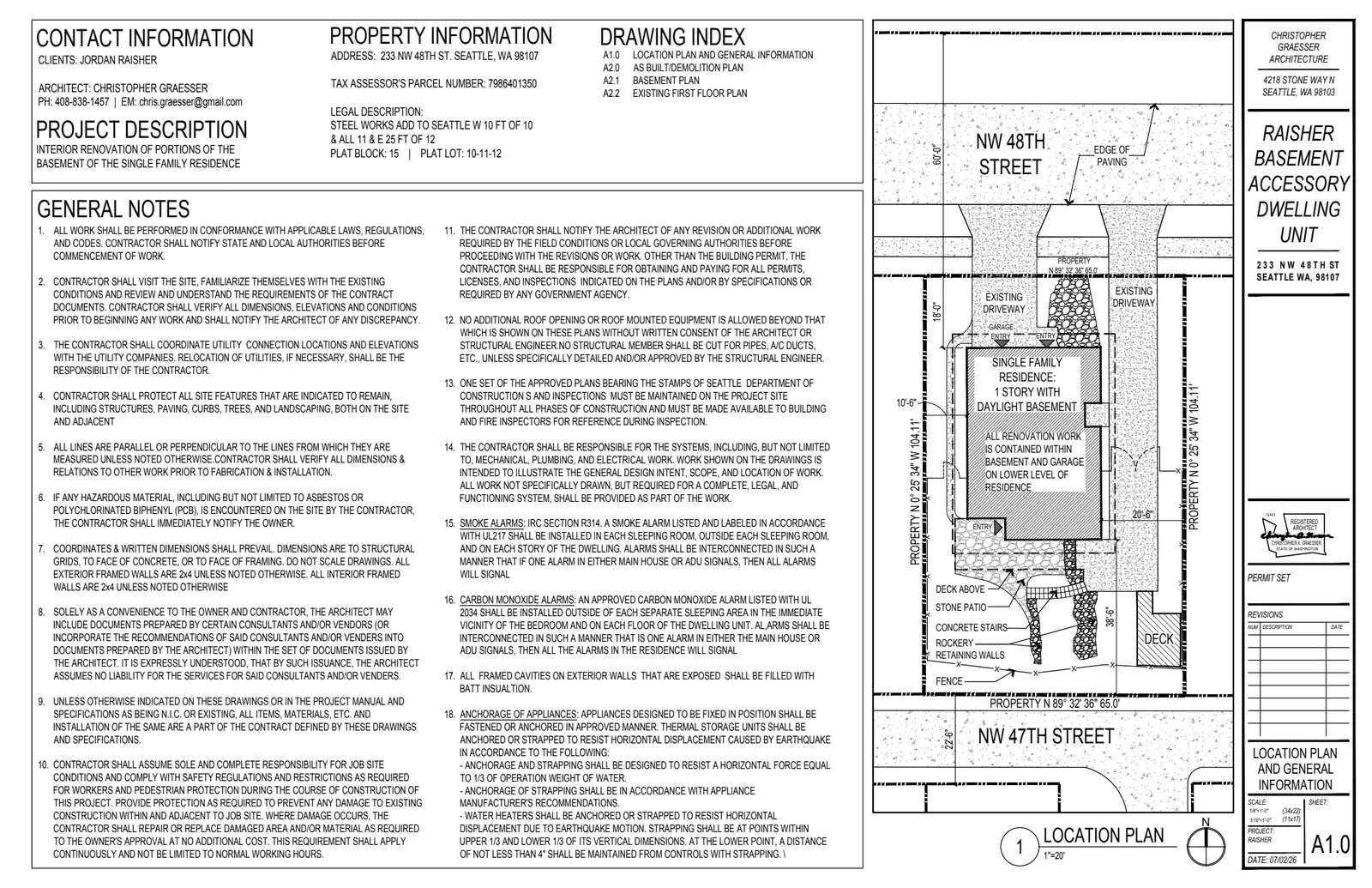 Site plan for 233 NW 48th St