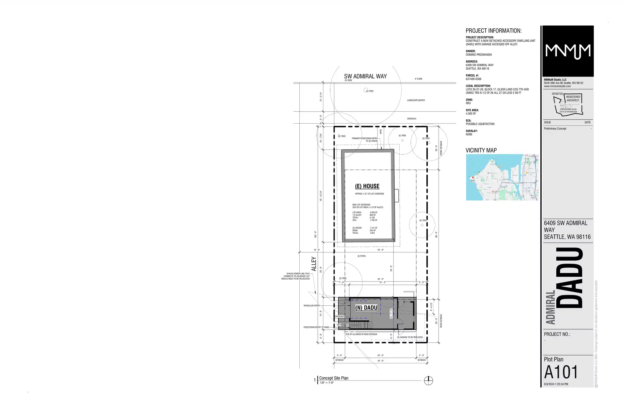 Site plan for 6411 SW Admiral Way