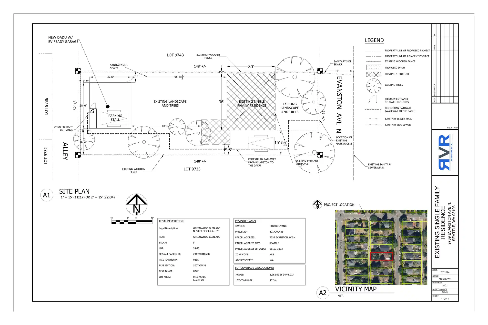 Site plan for 9737 Evanston Ave N
