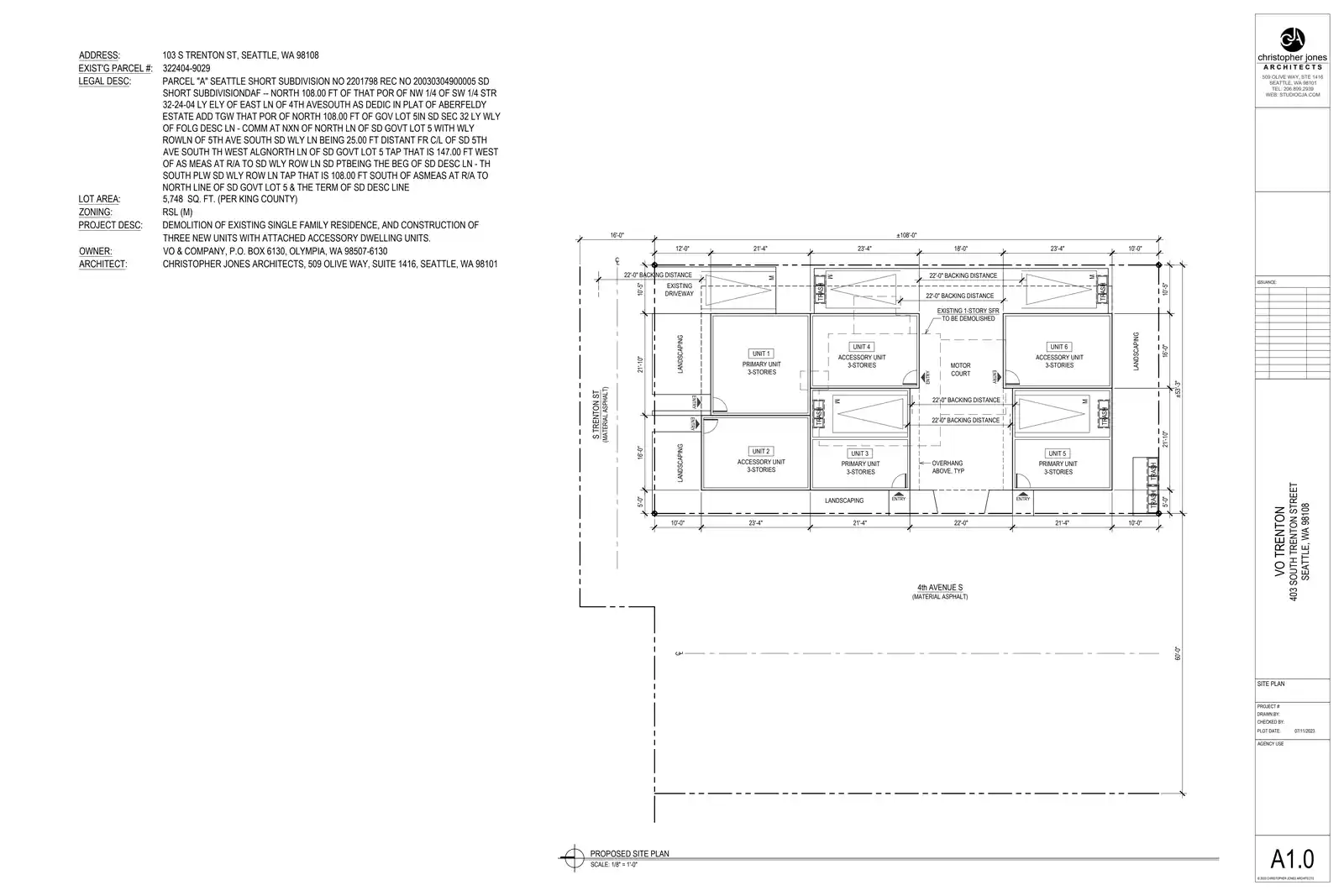 Site plan for 403 S Trenton St