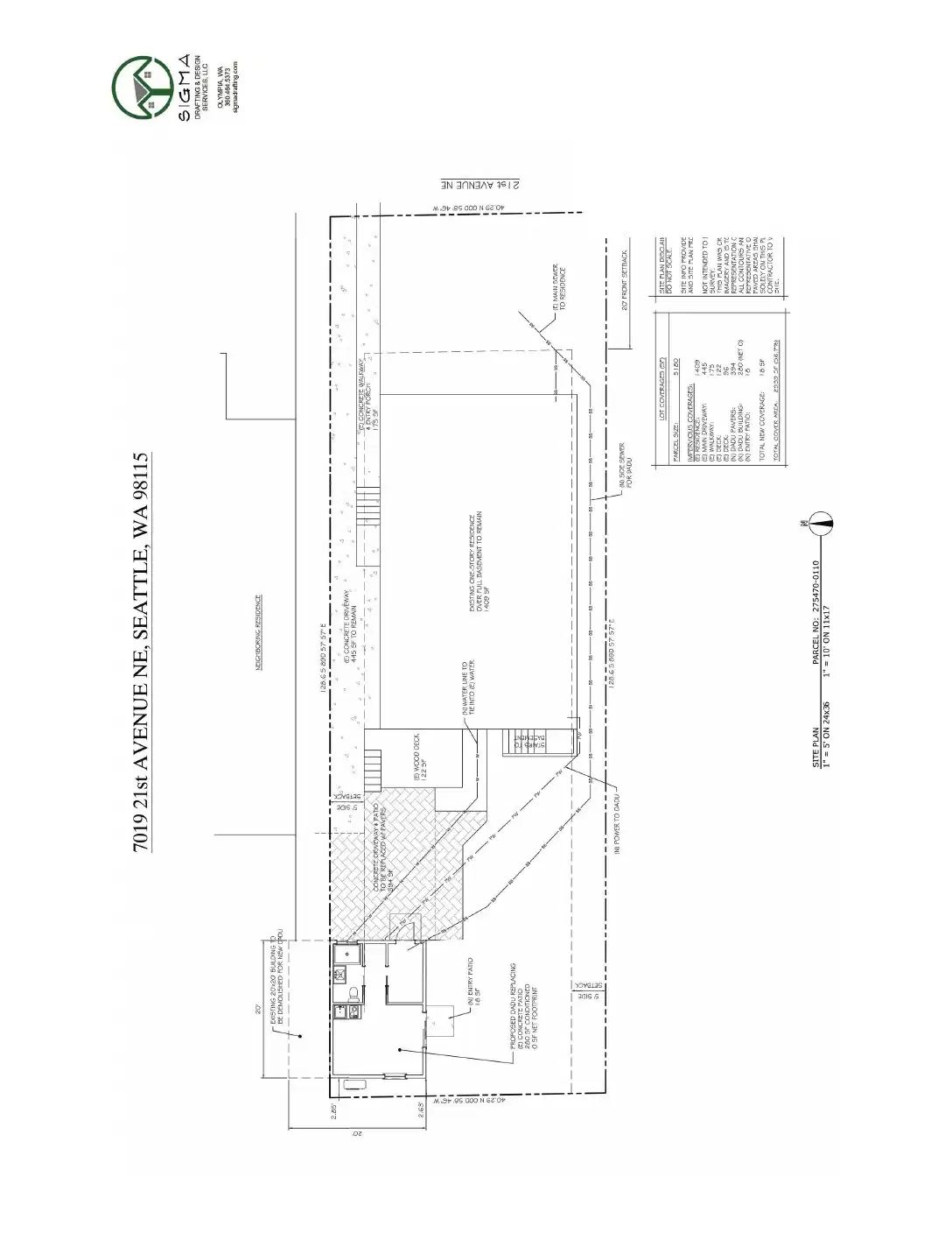 Site plan for 7019 21st Ave NE