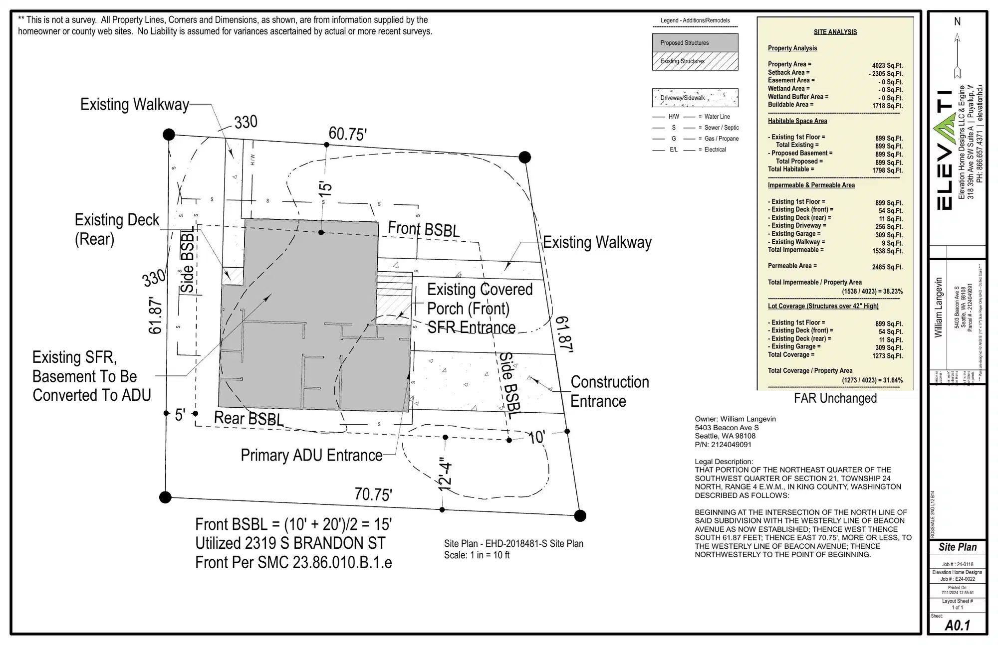 Site plan for 5403 Beacon Ave S