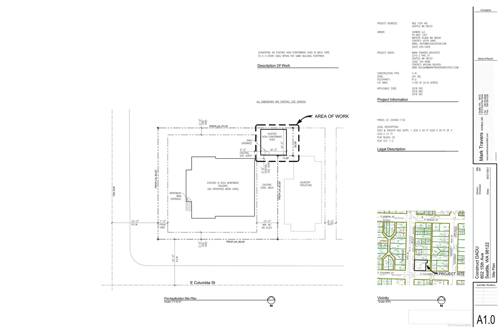 Site plan for 802 15th Ave