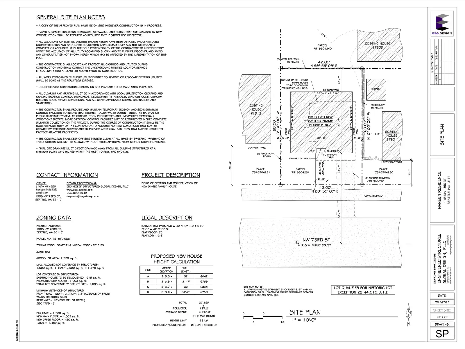 Site plan for 1908 NW 73rd St