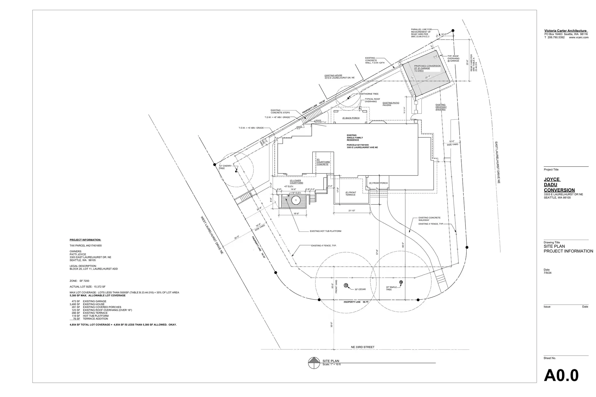 Site plan for 3303 East Laurelhurst Dr NE