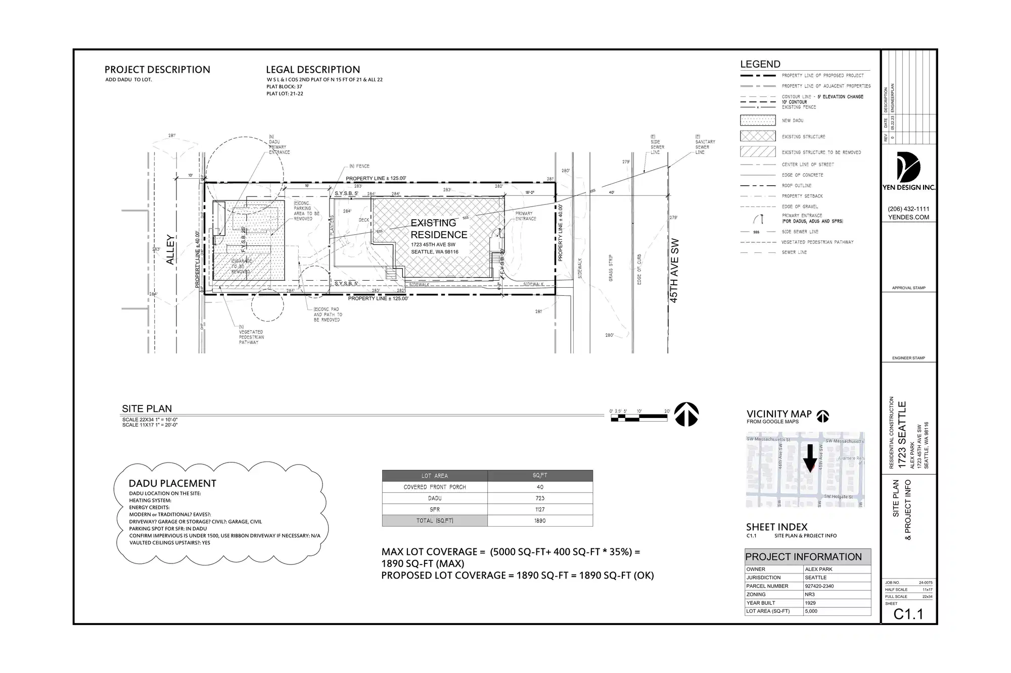Site plan for 1725 45th Ave SW