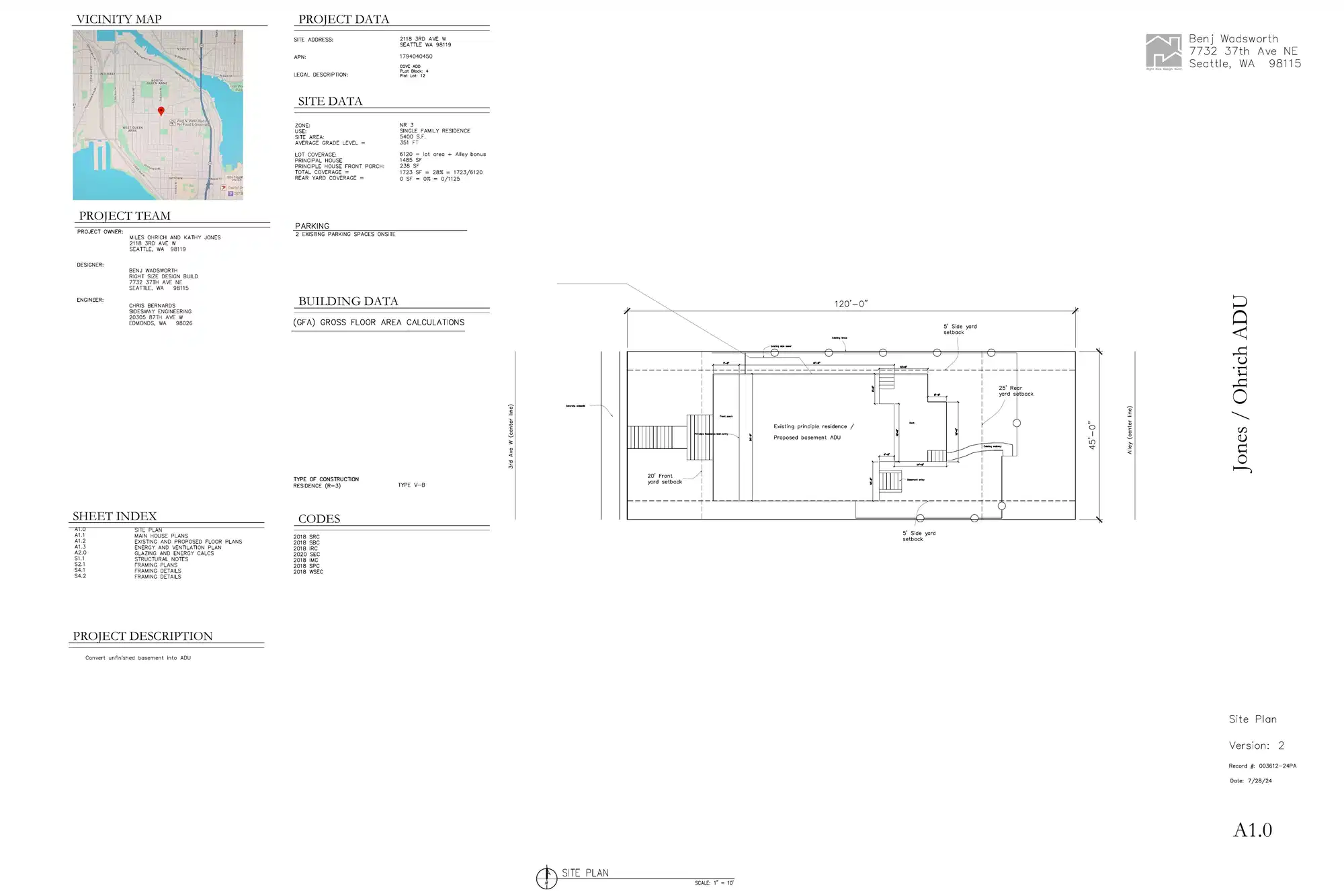 Site plan for 2218 3rd Ave W