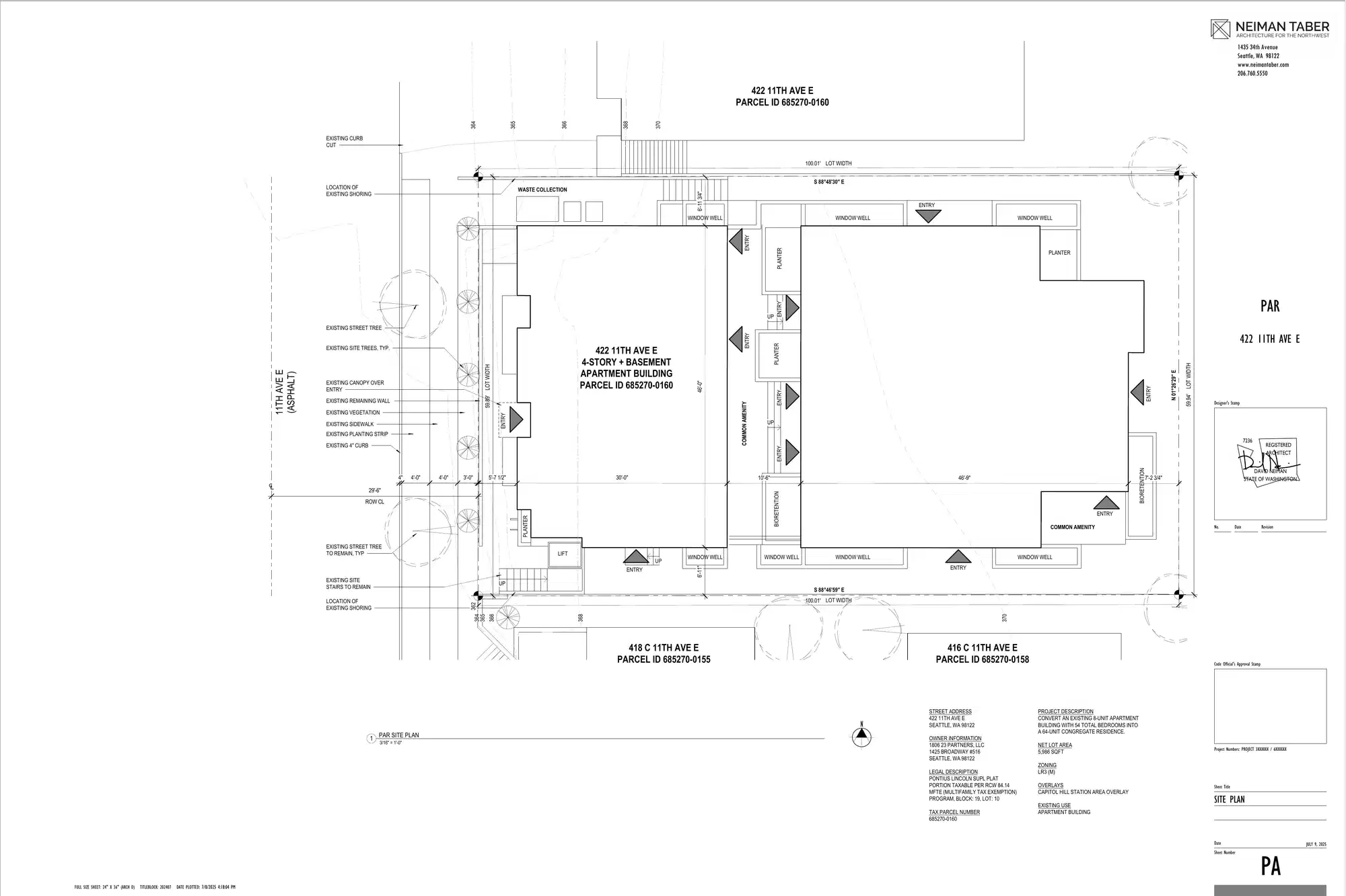 Site plan for 422 11th Ave E