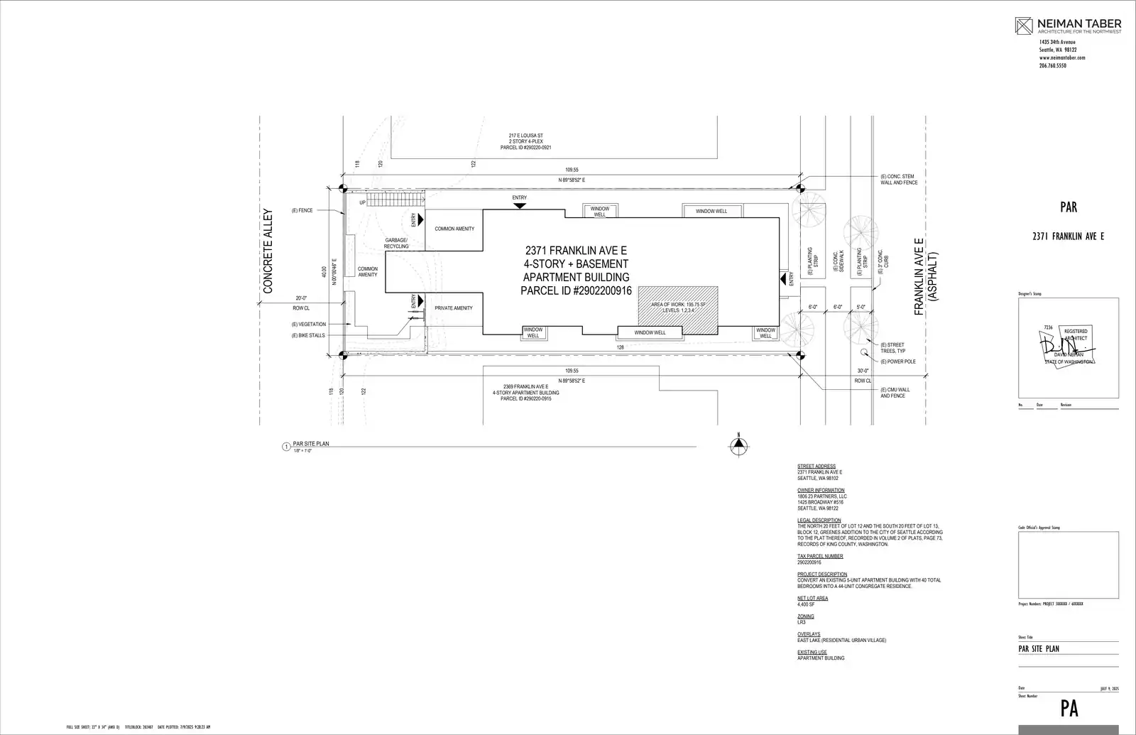 Site plan for 2371 Franklin Ave E
