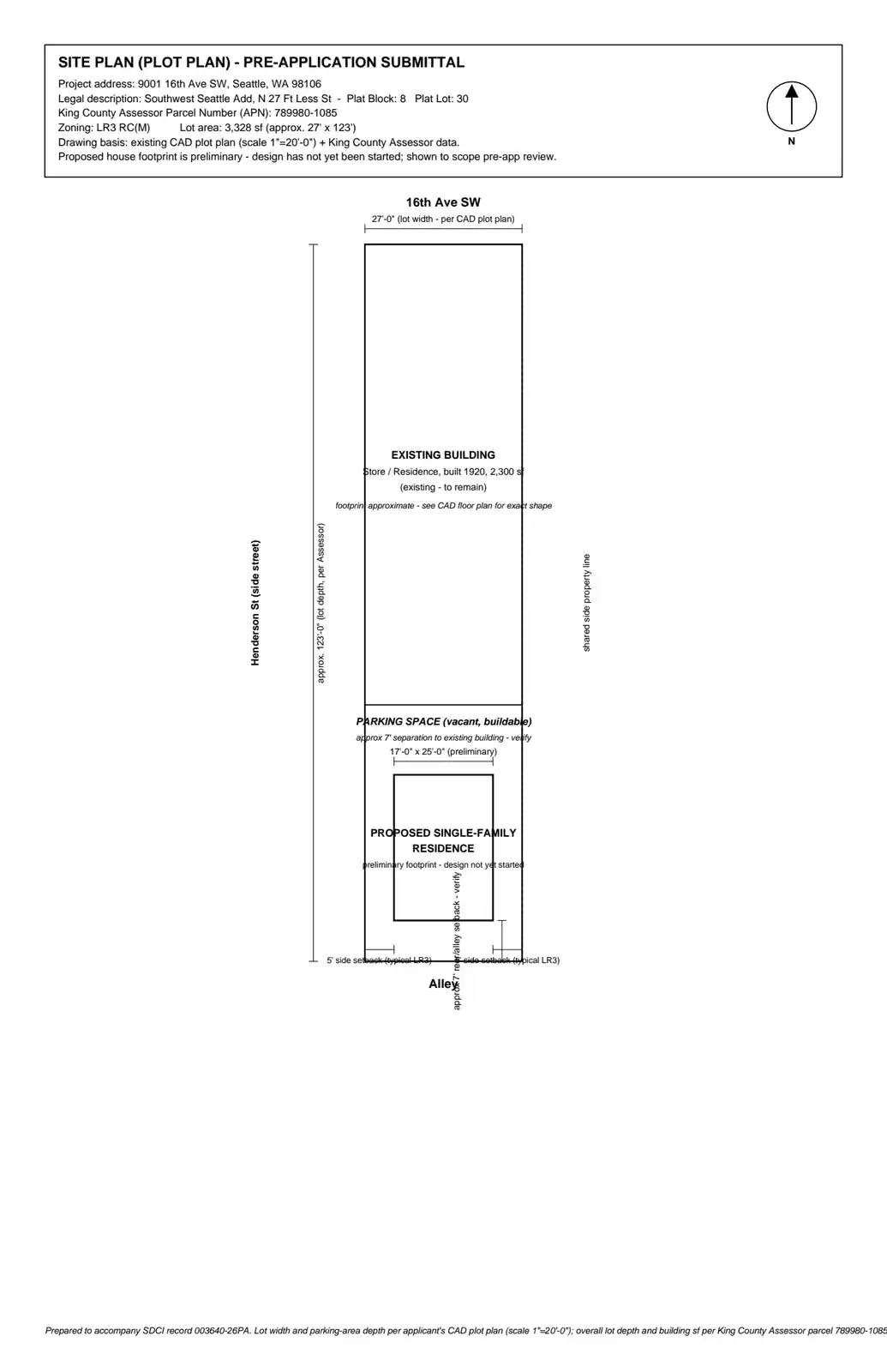 Site plan for 9001 16th Ave SW