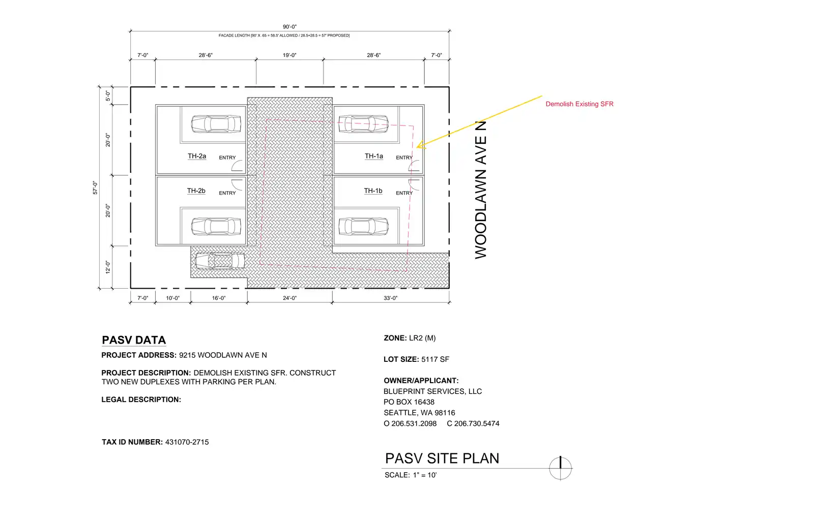 Site plan for 9215 Woodlawn Ave N