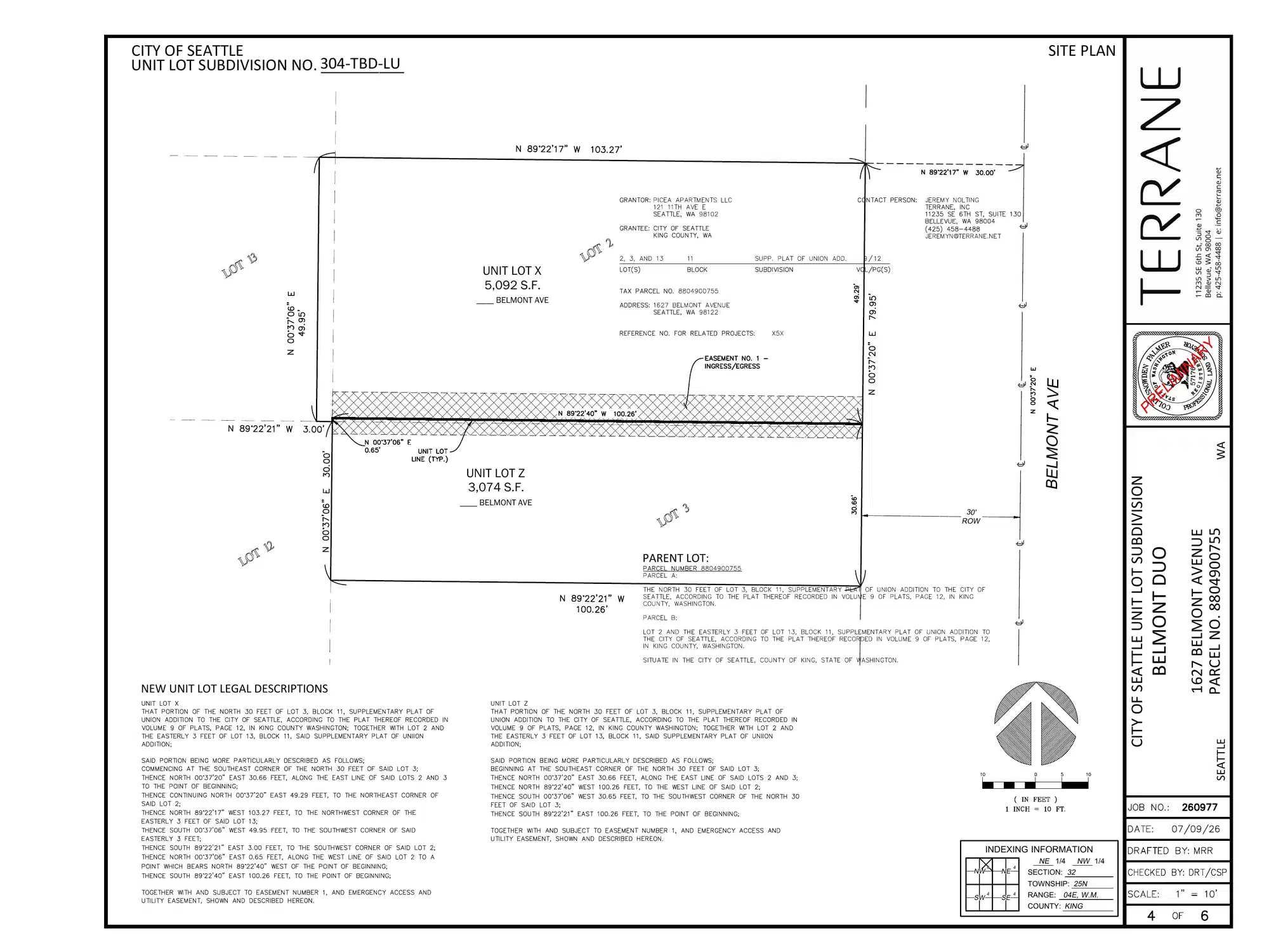 Site plan for 1627 Belmont Ave