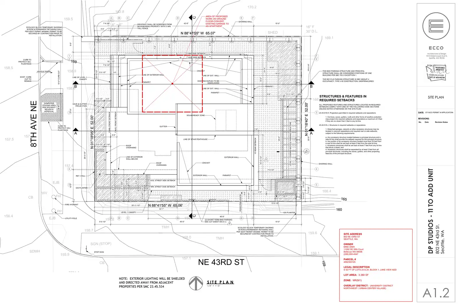 Site plan for 802 NE 43rd St