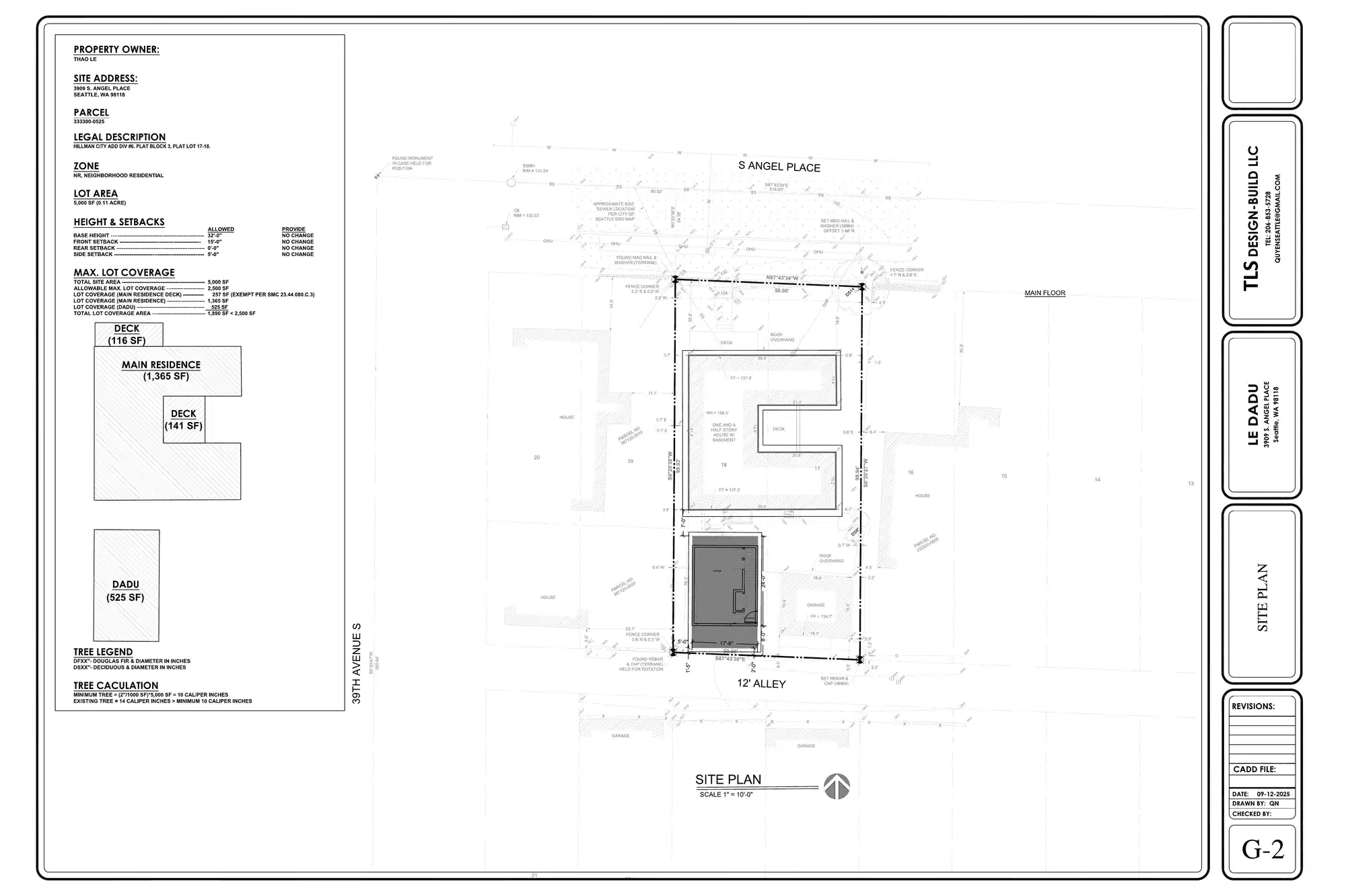 Site plan for 3909 S Angel Pl