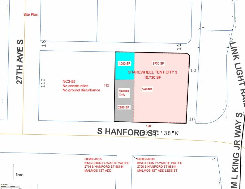 Site plan for 2720 S Hanford St