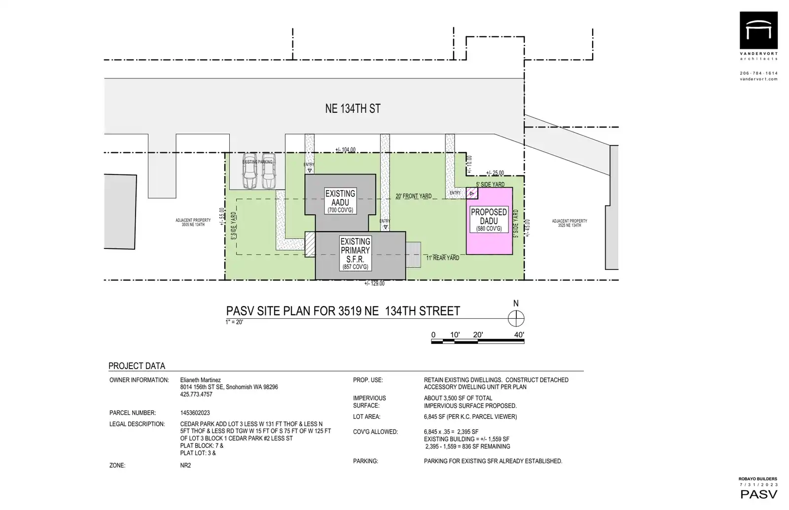 Site plan for 3519 NE 134th St