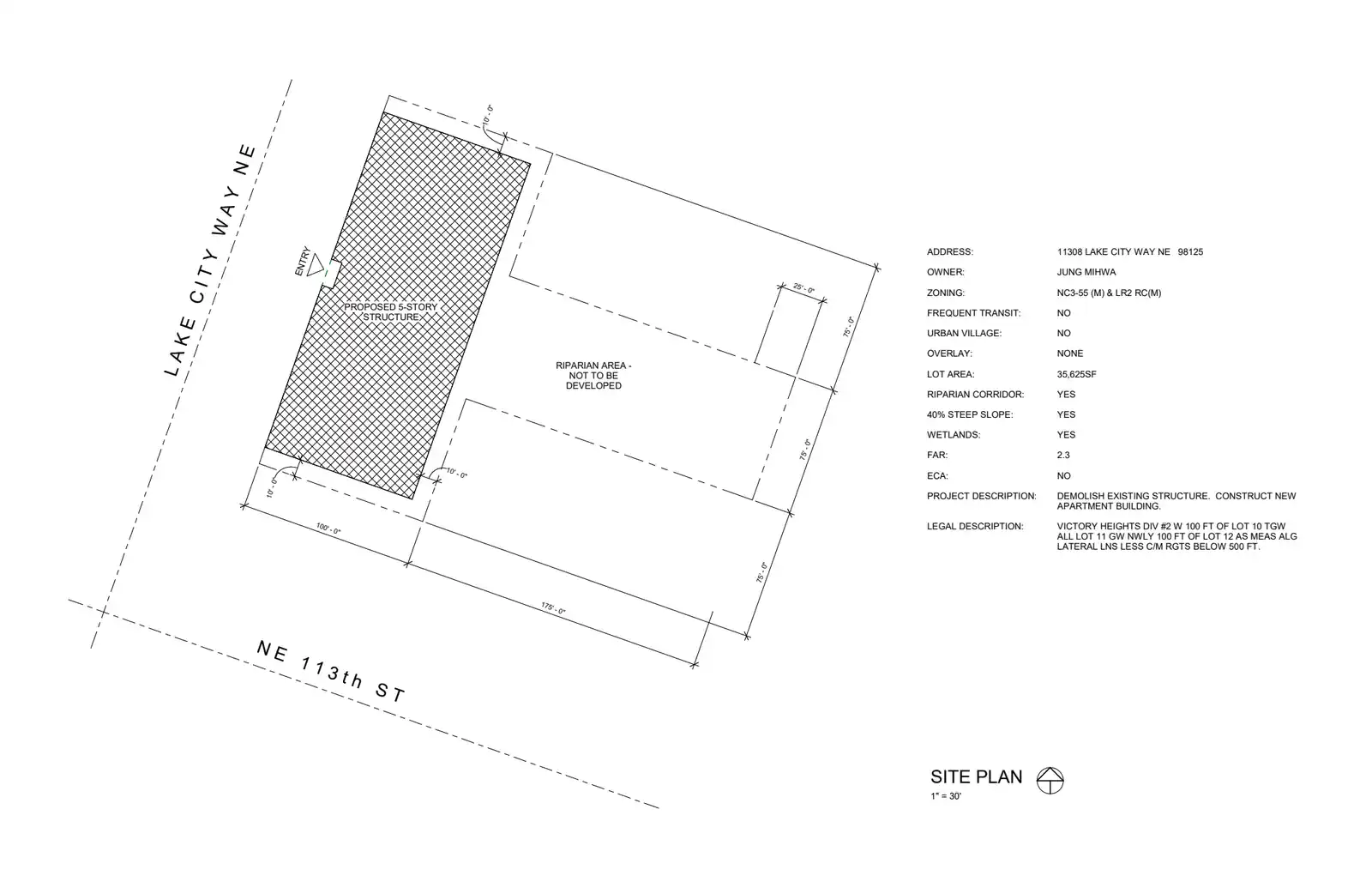 Site plan for 11308 Lake City Way NE