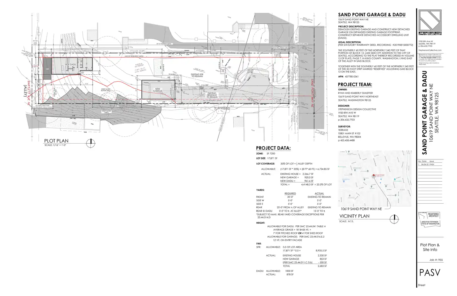 Site plan for 10619 Sand Point Way NE