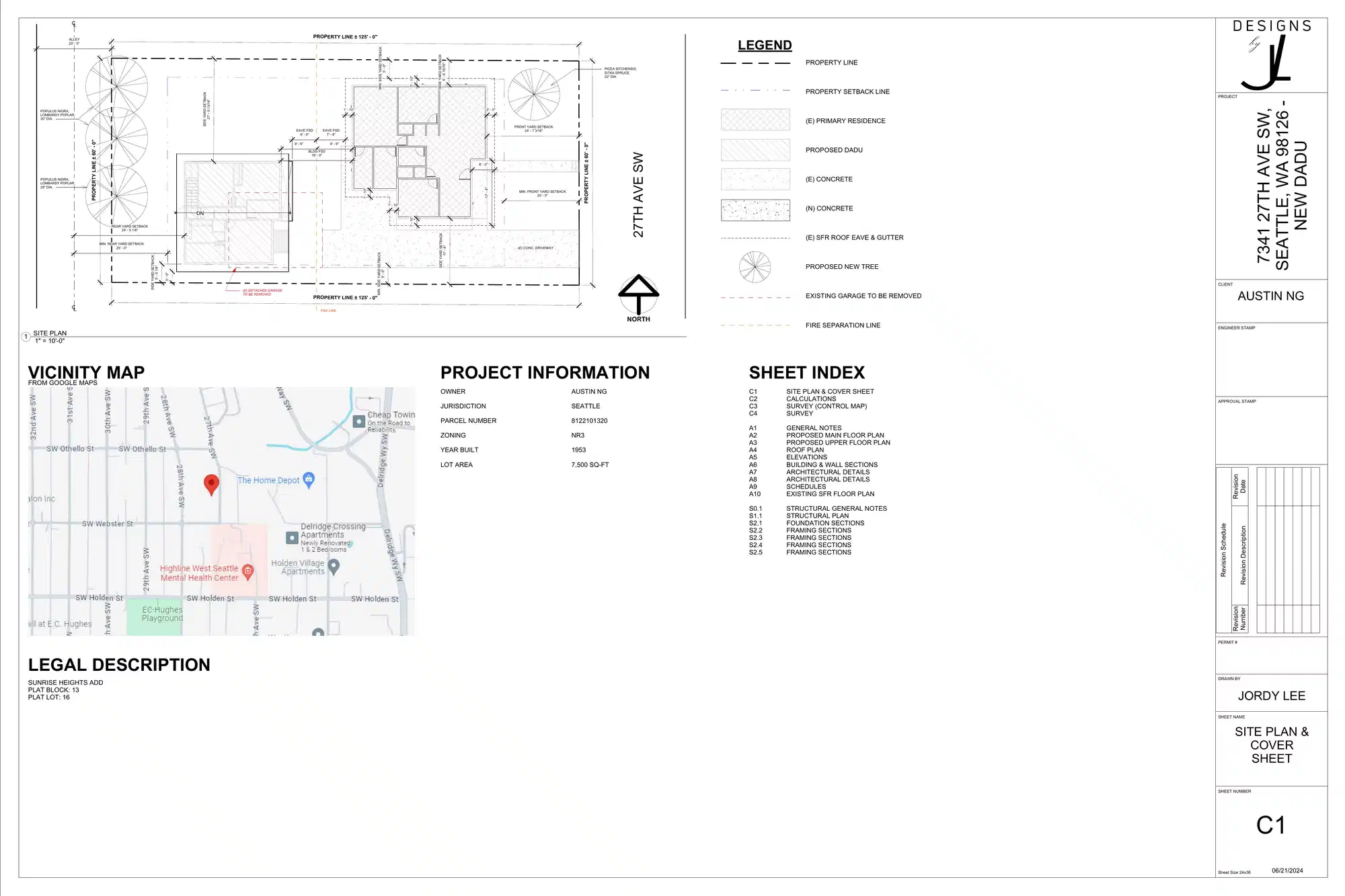Site plan for 7343 27th Ave SW