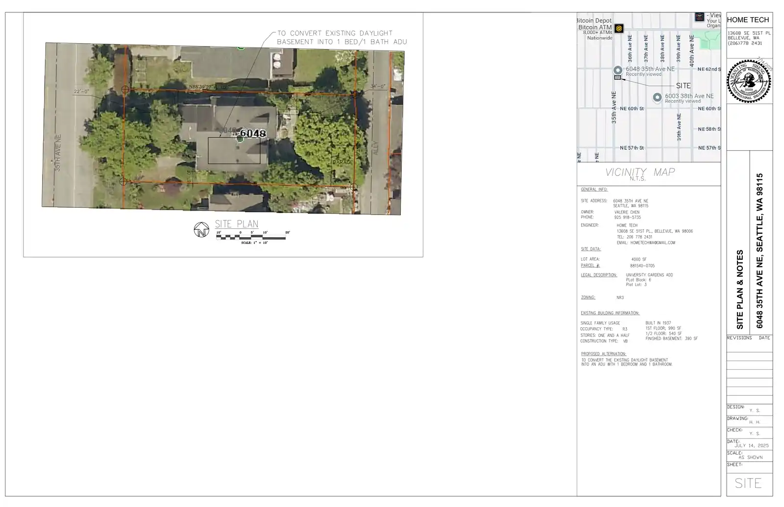 Site plan for 6048 35th Ave NE