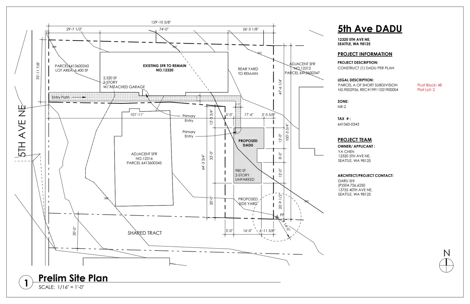 Site plan for 12318 5th Ave NE