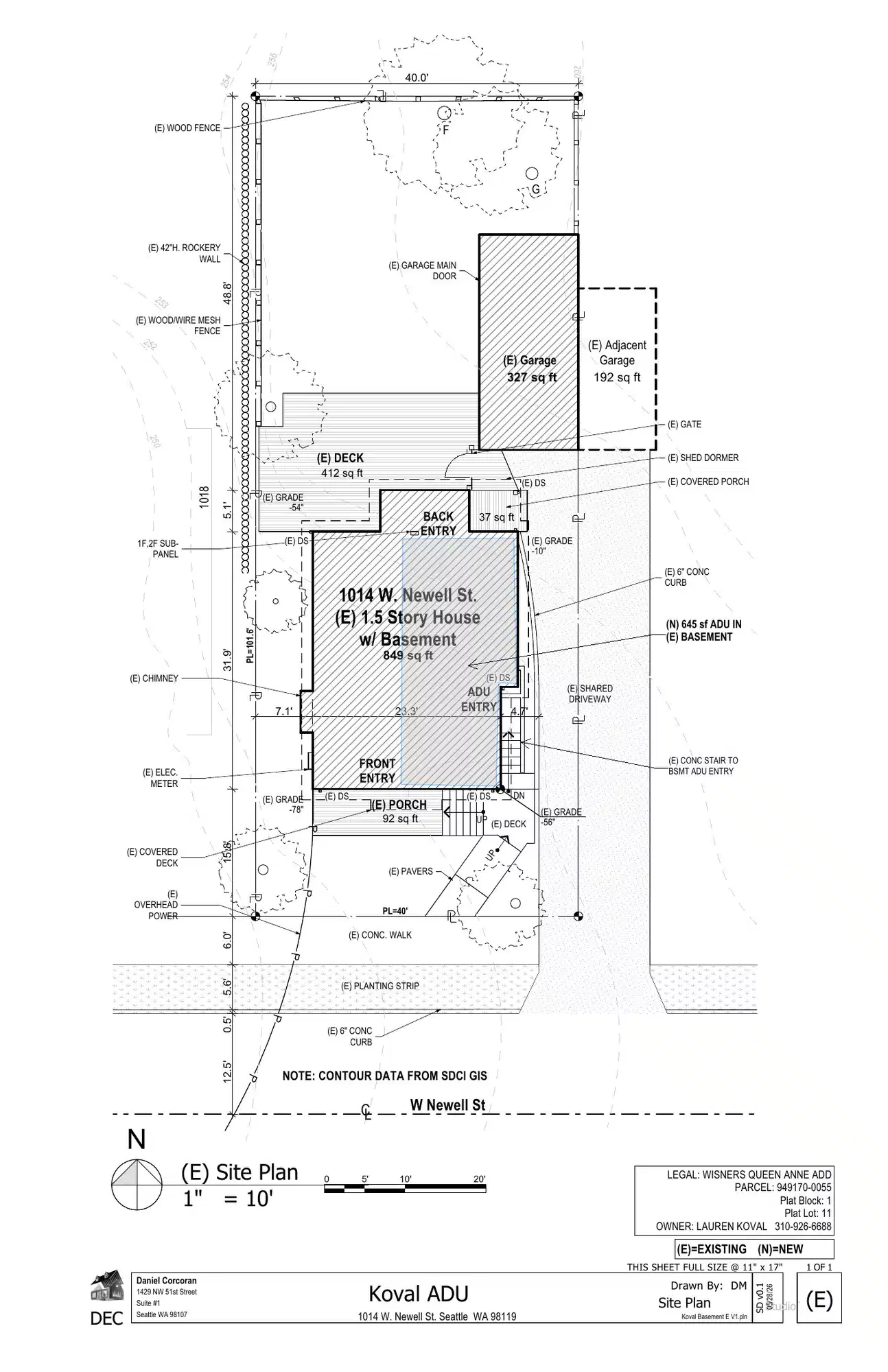 Site plan for 1014 W Newell St