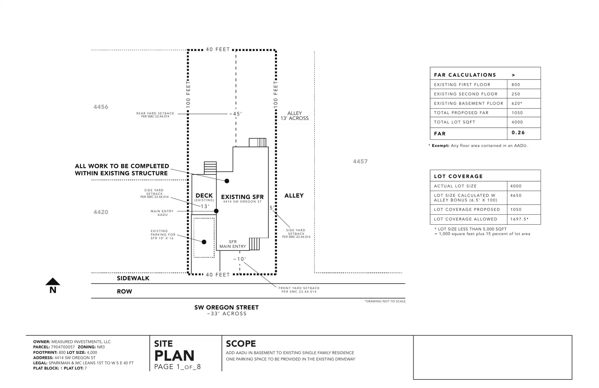 Site plan for 4414 SW Oregon St