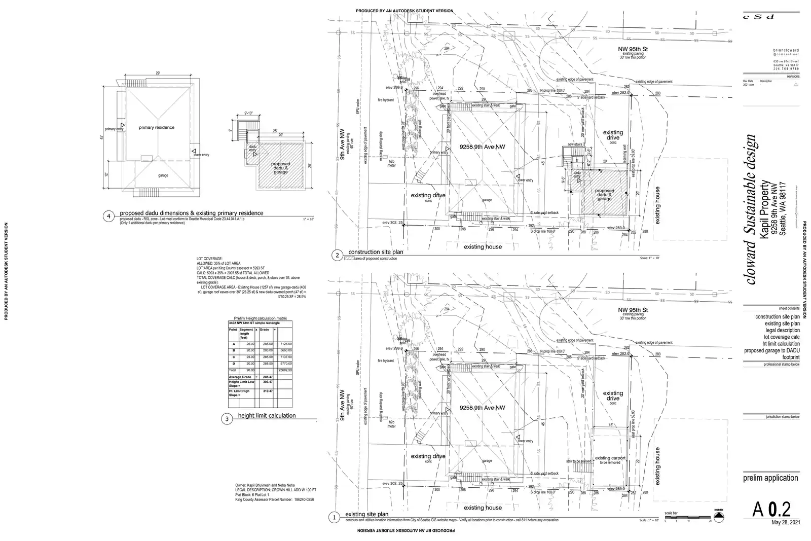 Site plan for 9258 9th Ave NW