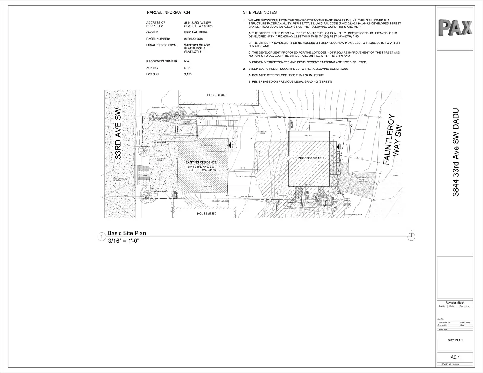 Site plan for 3844 33rd Ave SW