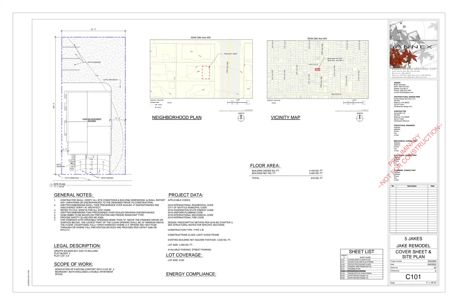 Site plan for 6549 24th Ave NW