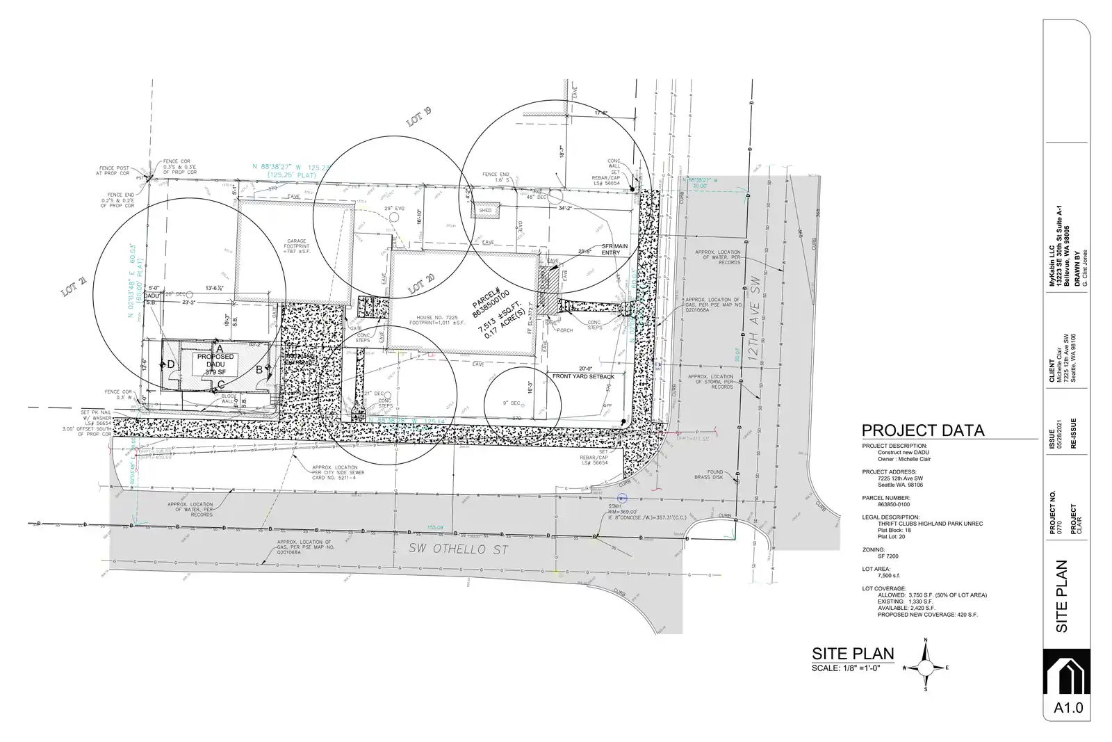 Site plan for 7225 B 12th Ave SW