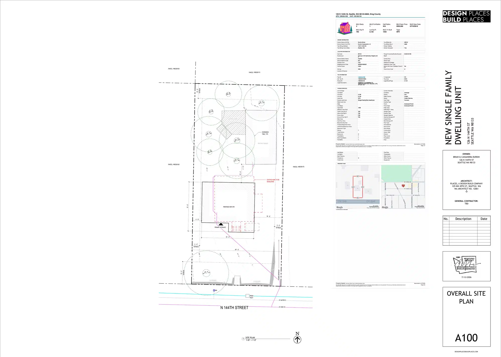 Site plan for 126 N 144th St