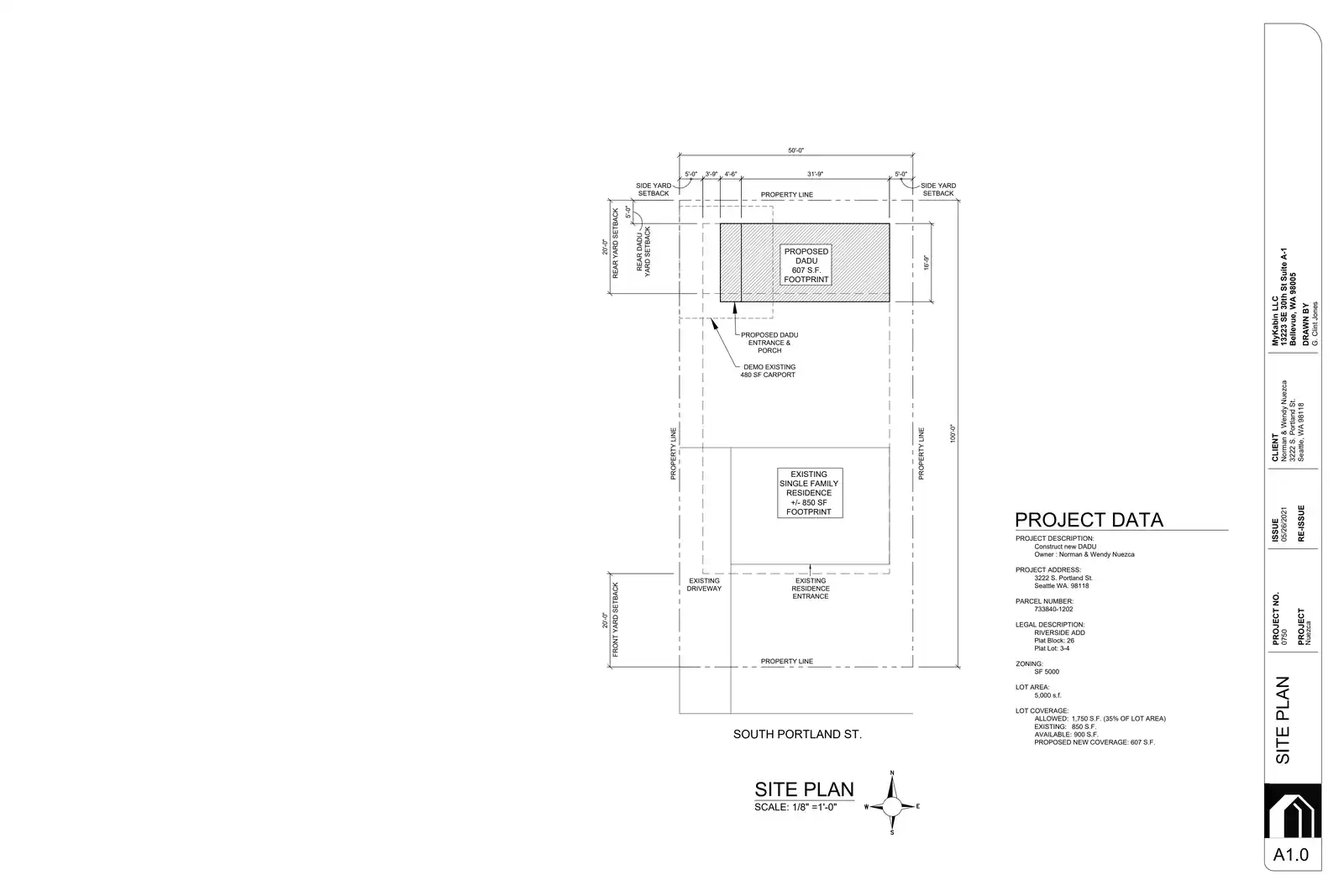 Site plan for 3220 S Portland St