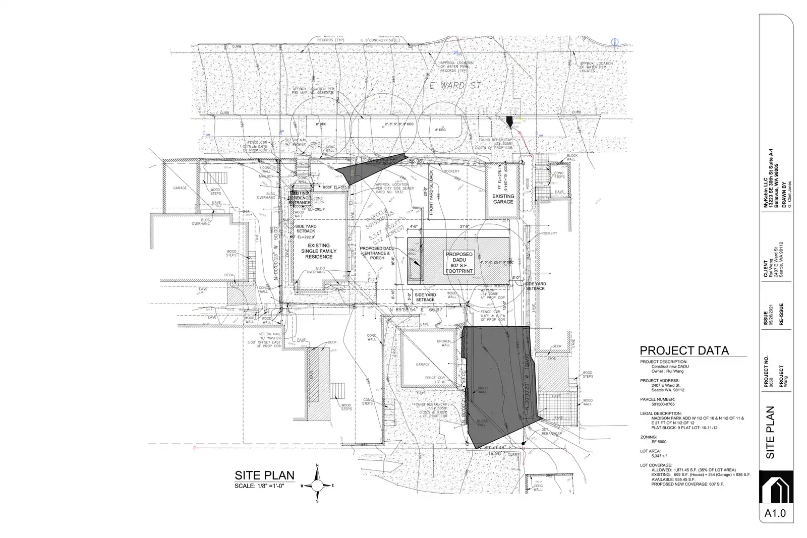 Site plan for 2407 E Ward St