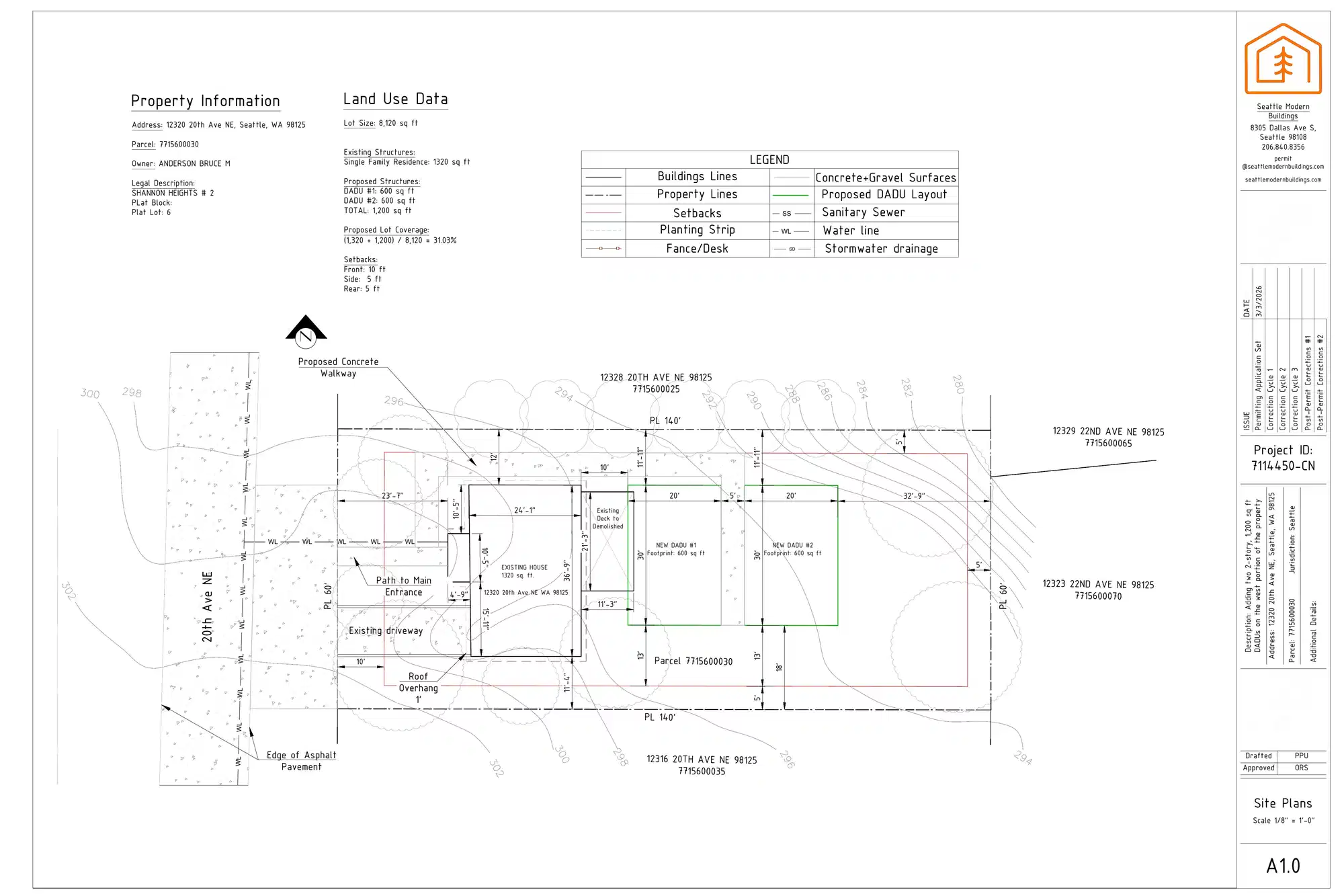Site plan for 12320 20th Ave NE