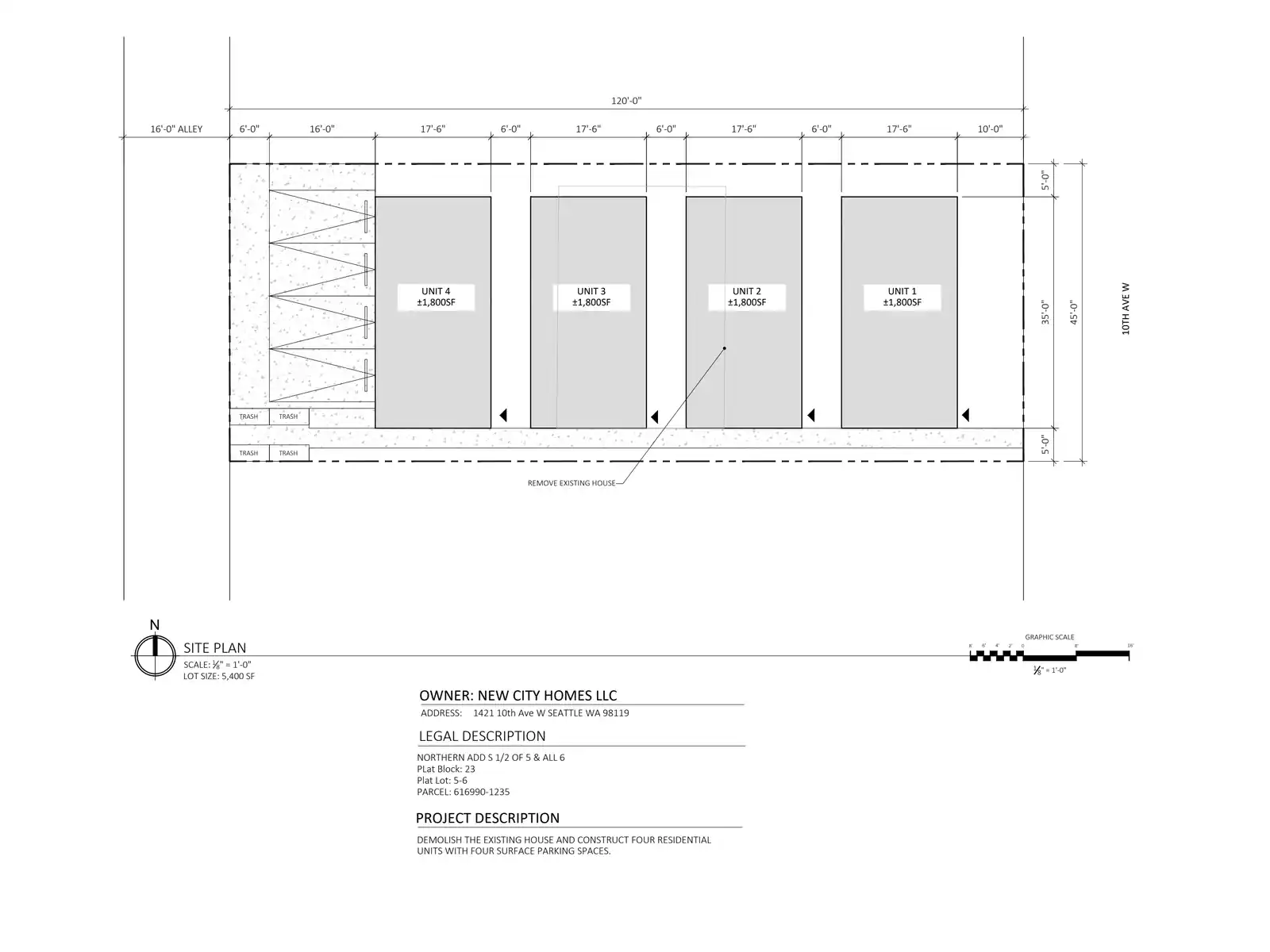 Site plan for 1421 10th Ave W