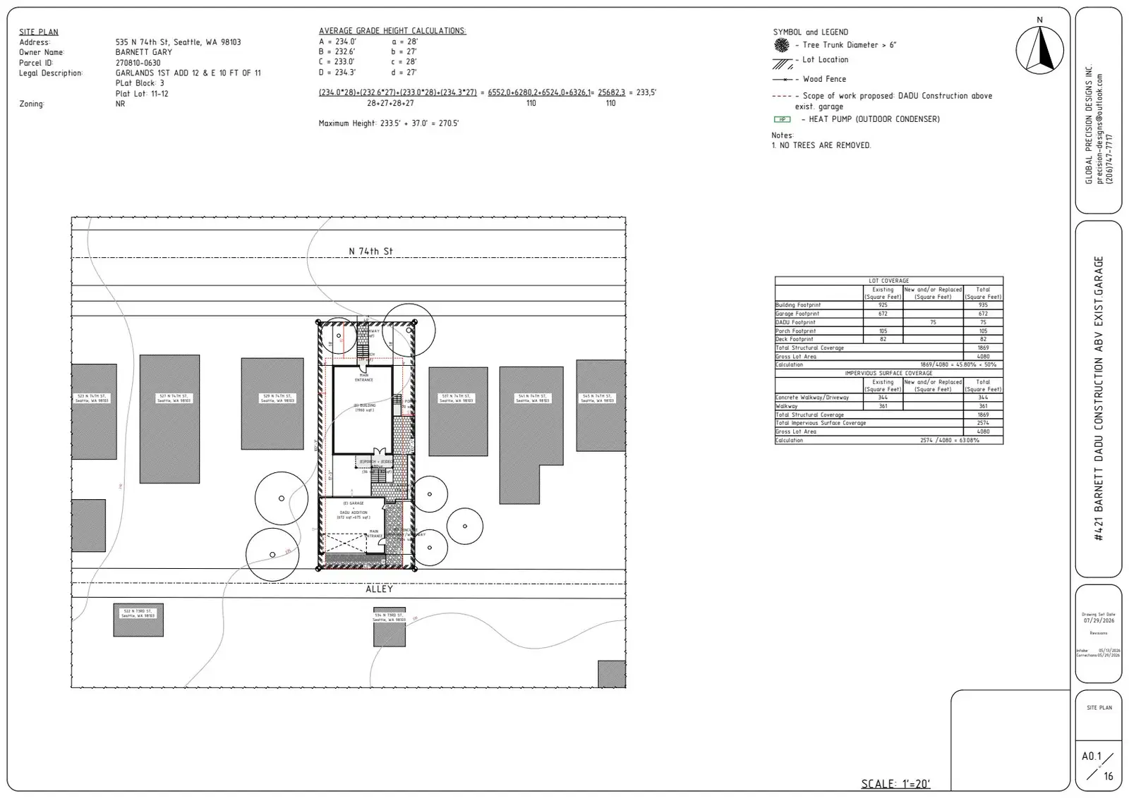 Site plan for 535 N 74th St
