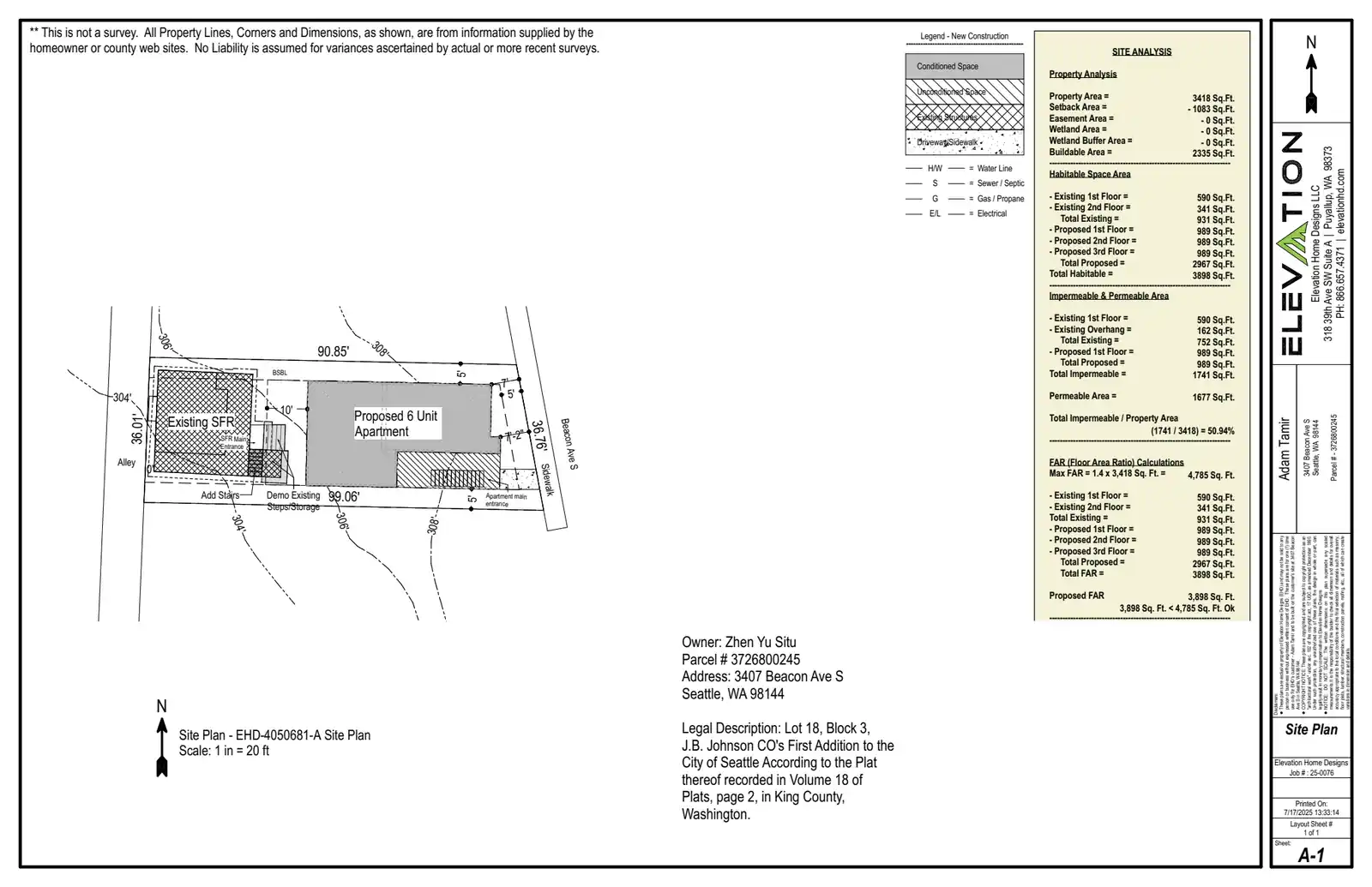 Site plan for 3407 Beacon Ave S