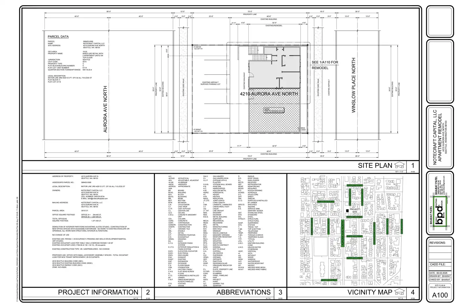 Site plan for 4210 Aurora Ave N