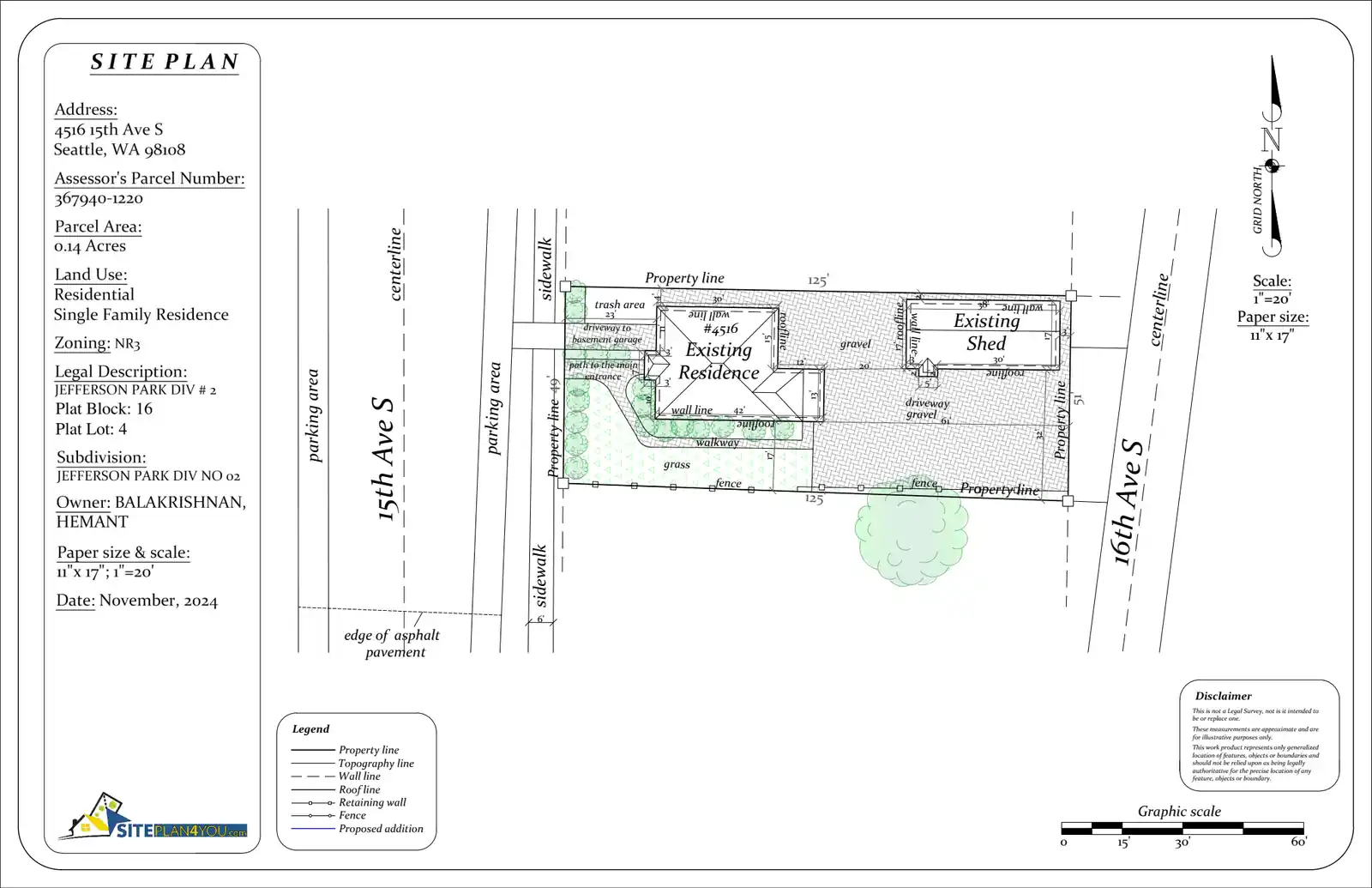 Site plan for 4516 15th Ave S