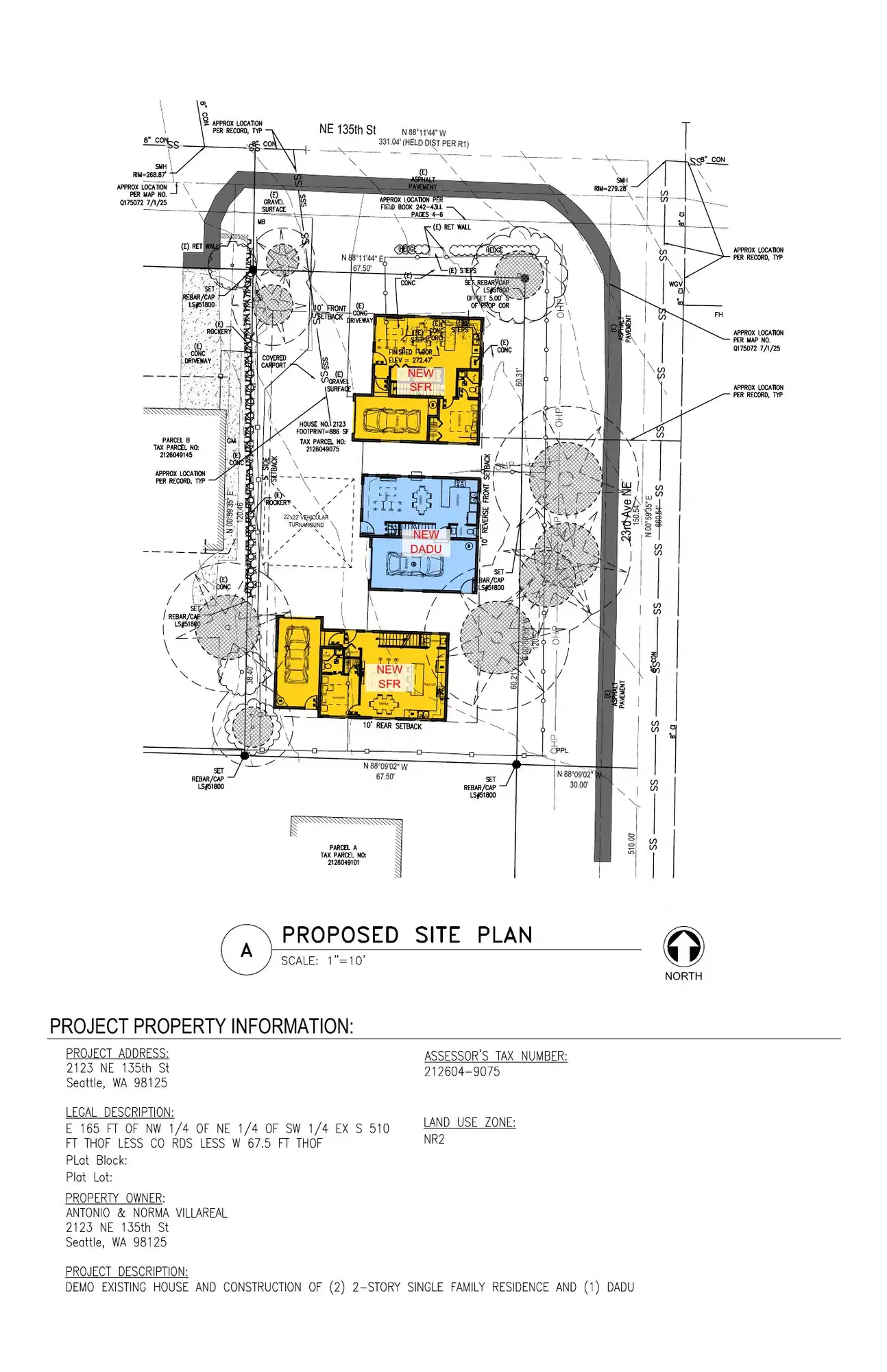 Site plan for 2123 NE 135th St