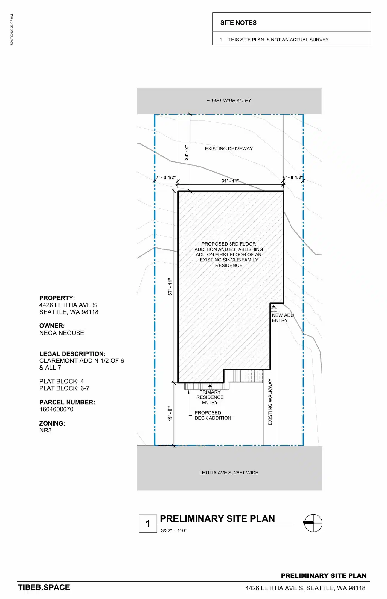 Site plan for 4426 Letitia Ave S