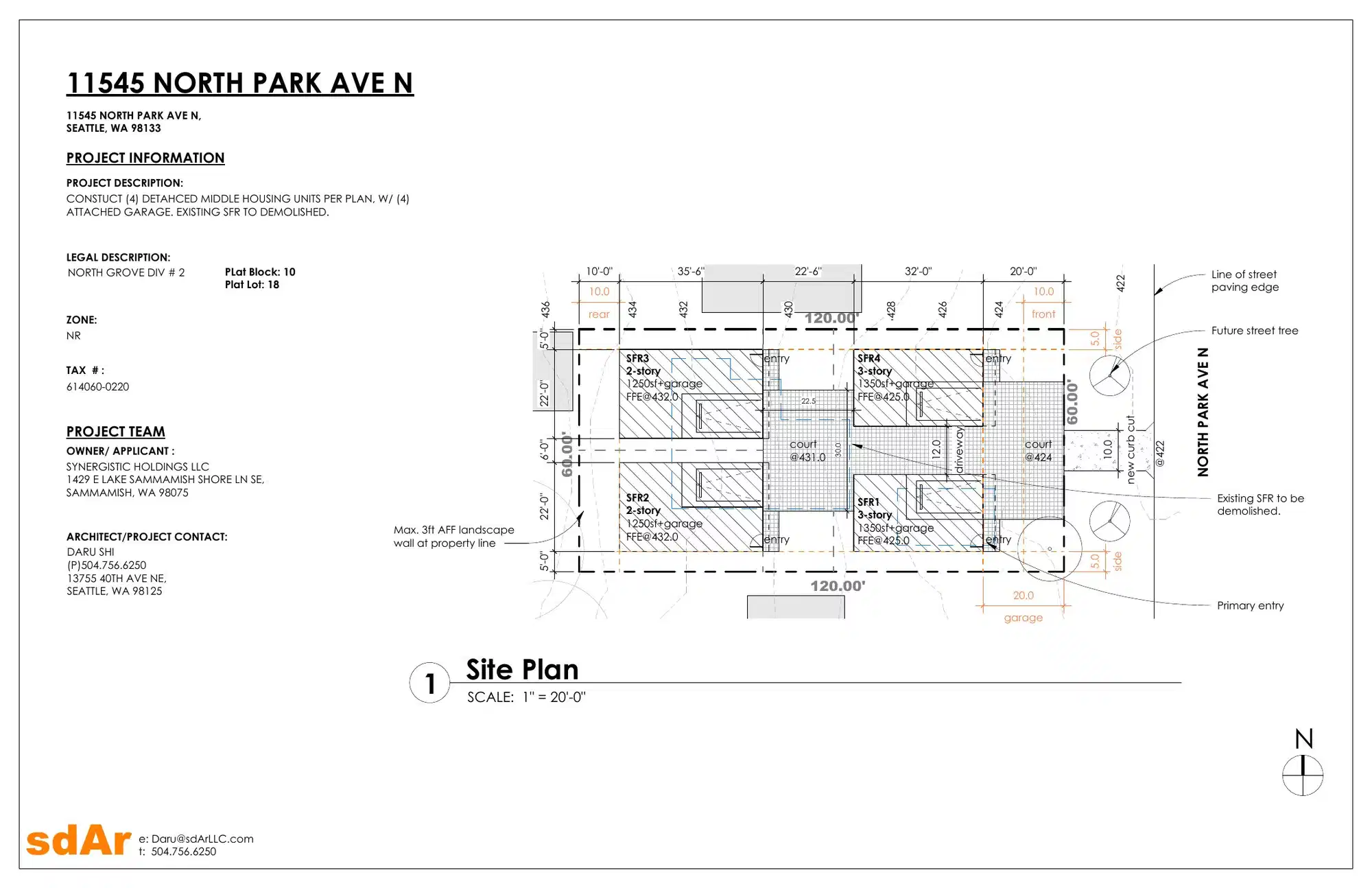 Site plan for 11545 North Park Ave N