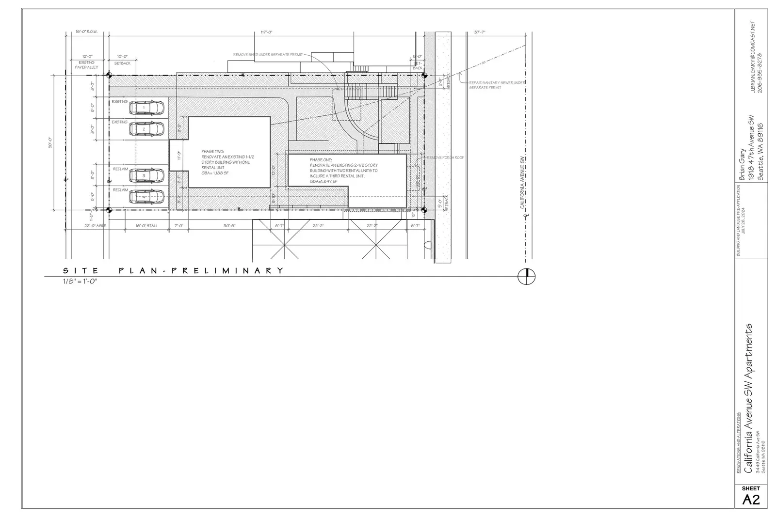 Site plan for 3449 California Ave SW